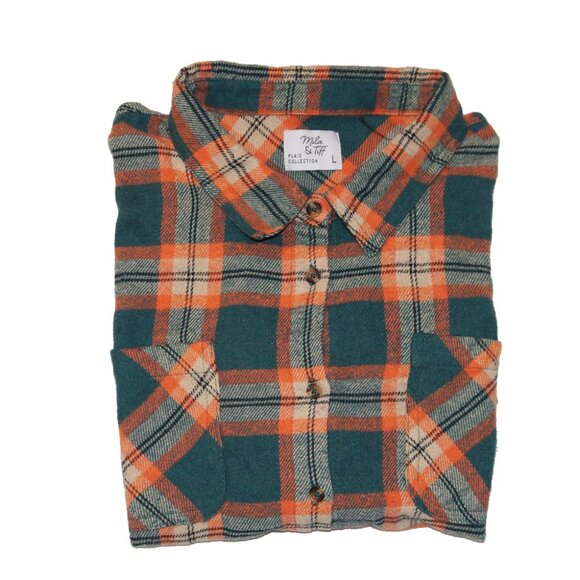 Mila And Tiff Cropped Plaid Flannel Shacket Button Down Long Sleeve Large - Picture 4 of 6